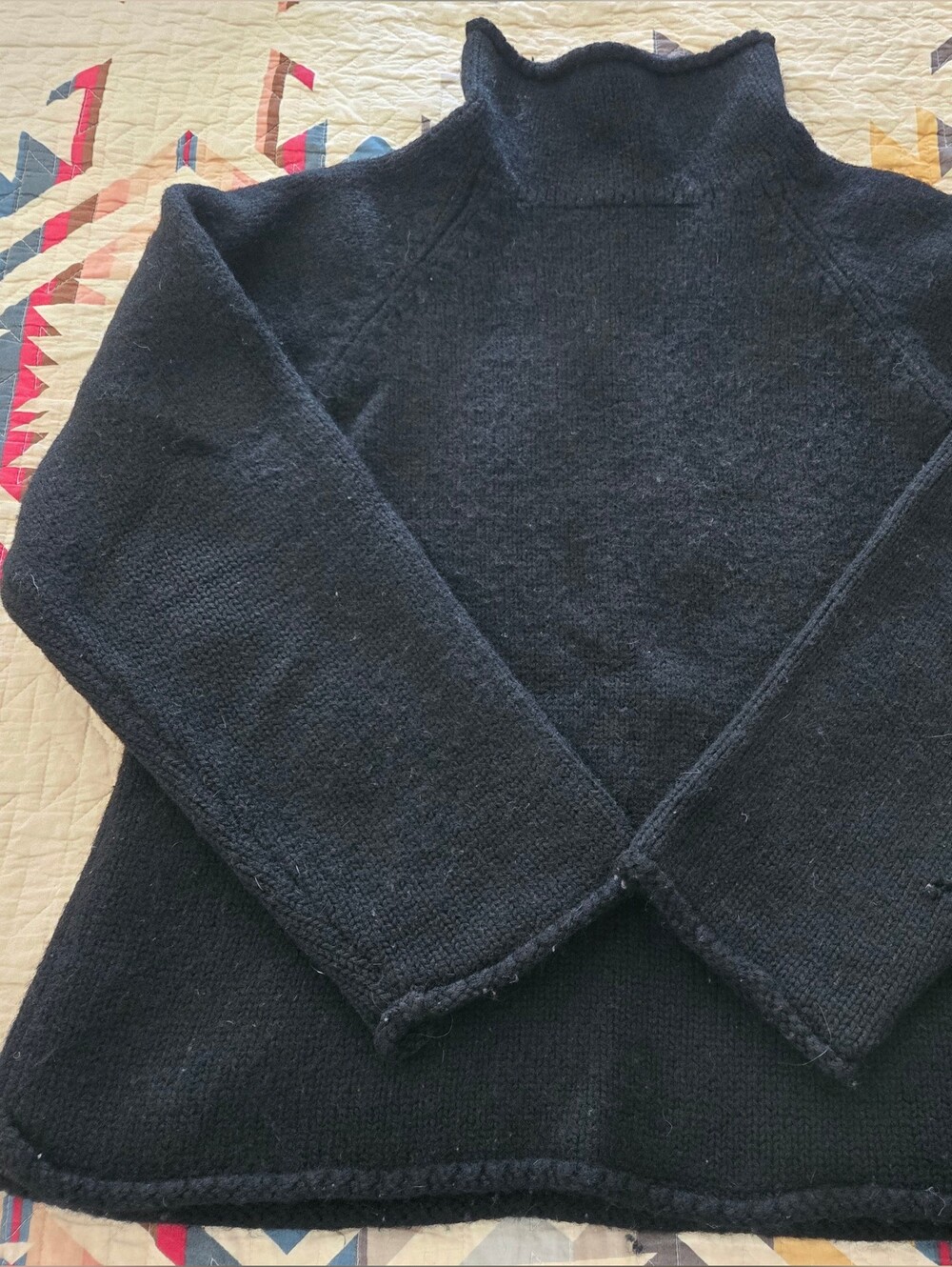 J. Crew Black Roll Roolneck Turtleneck Neck Sweater Wool Size Large